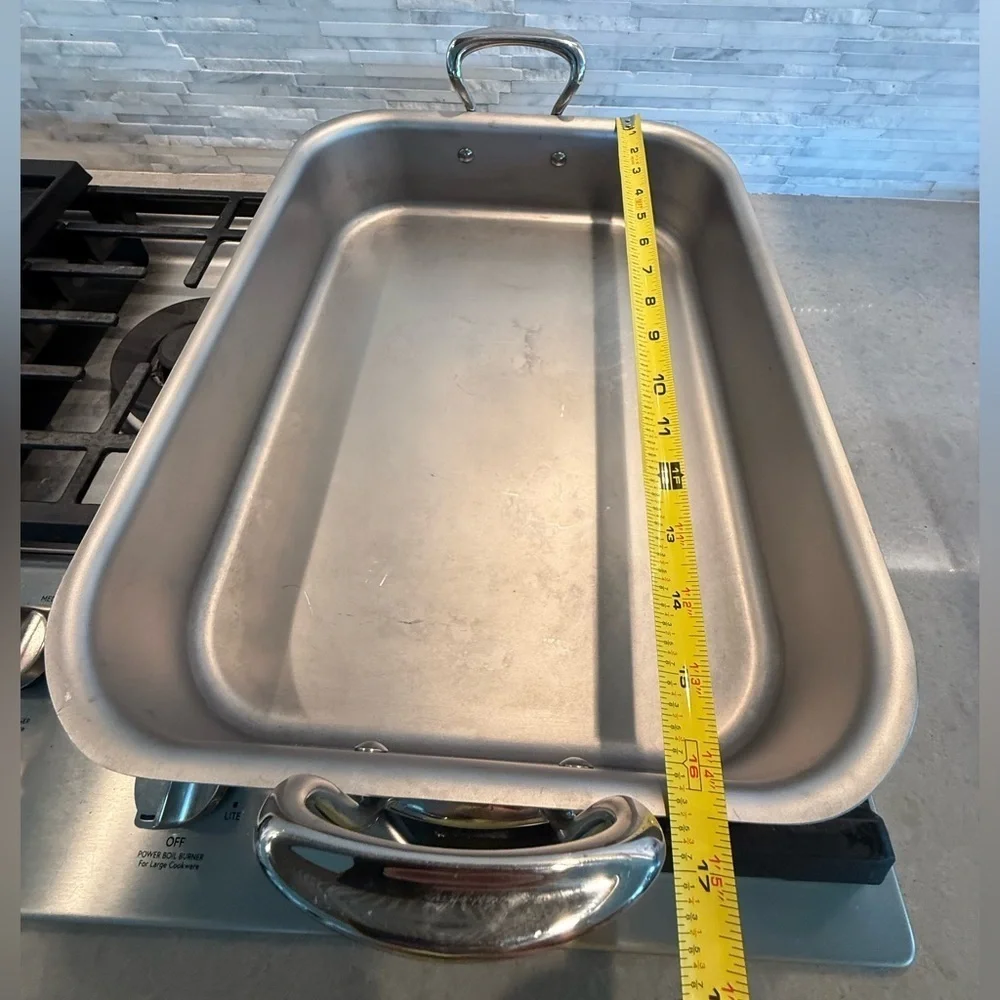 Mauviel Stainless Steel Roasting Pan Cast Stainless Steel Handles 15.7 x 11.8-In